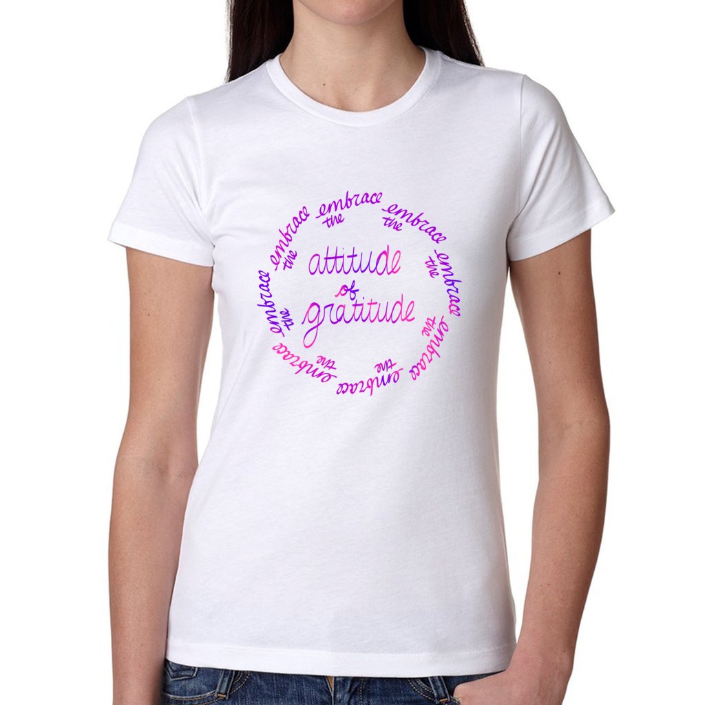 Attitude of Gratitude Women s Boyfriend T shirt Pink Purple